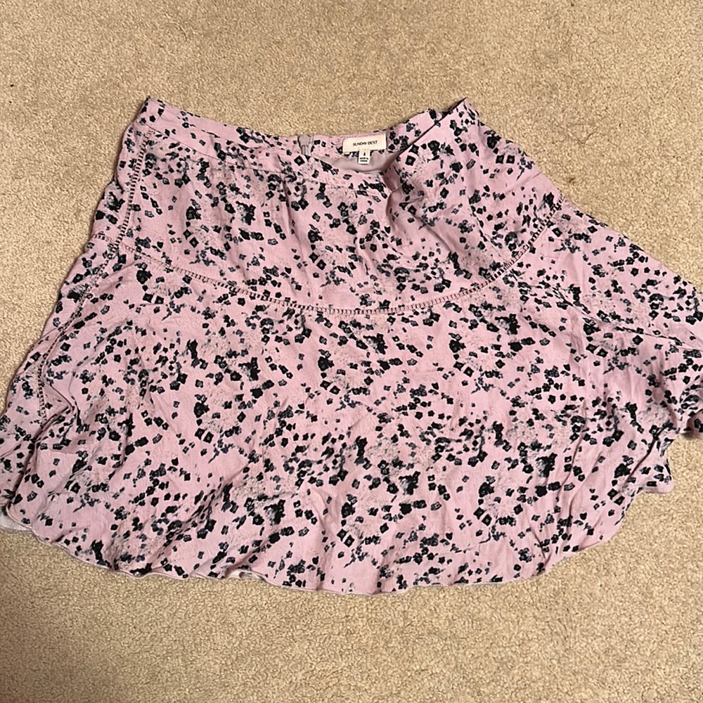 sunday best women’s lilac mini skirt with flowers size 4 aritzia